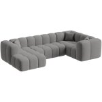 Layane - canap� panoramique tissu bouclette gris - angle gauche