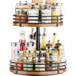 Lazy susan organiseur de plateau tournant r�glable ? �tag�re � �pices rotative en bois � 2 niveaux de ...