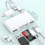 Lecteur de carte sd pour iphone ipad, adaptateur lightning vers usb 8 en 1 avec carte sd / tf, adaptateur ...