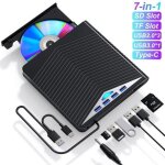 Lecteur graveur dvd cd externe usb 3. 0 portable - - 7 en 1 - noir - compatible windows 11 / 10 / 8 / ...