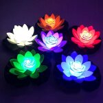 Led flottant lotus lumi�re, artificielle n�nuphar flottant lotus, �tanche led jardin piscine lumi�re ...