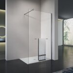 Grand verre - lgance chrome cran de douche avec porte - serviette, verre transparent, profil mural ...