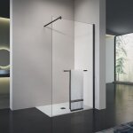 Grand verre - lgance noire panneau de douche  l'italienne, verre transparent avec porte - serviette ...
