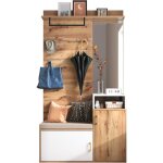 Lgant ensemble armoire blanc et couleur bois avec miroir, meuble  chaussures, porte - manteau mural, ...