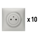 Lot de 10 prises de courant 2p + t surface dooxie complet - aluminium - legrand