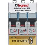 Lot de 3 disjoncteurs dnx unipolaire + neutre 16a - legrand