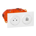 Kit prise de courant surface + chargeur 2 usb typea dooxie 2, 4a prcbls - blanc - legrand