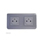 Double prise de courant 2p + t surface mosaic legrand alu complet griffes: sans griffes Double prise de courant 2p + t surface mosaic legrand alu complet griffes: sans griffes