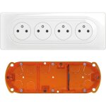 Legrand ? kit 4x2p + t surface compacte pr�c�bl�e ? 4 prises avec terre ? bo�te d'encastrement 3 postes ...