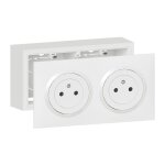 Kit double prise 2p + t surface dooxie 16a prcbles avec cadre saillie - blanc - legrand