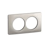 Plaque de finition - 2 postes - entraxe 57 mm - aluminium satin� legrand c�liane cp1706