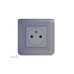 Prise de courant 2p + t surface mosaic legrand alu complet griffes: avec griffes