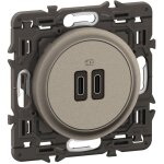Prise 2 usb c�liane 20w power delivery type - c + c - enjoliveur titanium et support - legrand