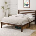Zinus - leni lit 2 personnes, lit 140x190 cm, cadre de lit en bois avec lattes, hauteur 28cm, design ...
