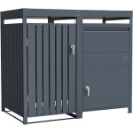 Leon cache poubelle avec louis bote aux lettres anthracite ? 1 conteneur - max. 240l - abri poubelle ...