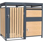 Leon cache poubelle avec louis bote aux lettres anthracite / effet bois ? 1 conteneur - max. 240l - ...