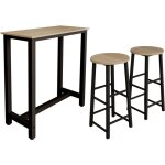 Lettiemobili - table haute avec 2 tabourets pieds mtal 100x100x40cm bar cuisine modle ani noir et sonoma ...