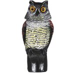 Leurre de hibou avec tte rotative, pouvantail naturel faux hiboux pour effrayer les oiseaux, contrle ...