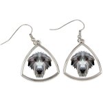 L�vrier �cossais, deerhound - boucles d'oreilles avec photo et inscription chien g�om�trique art - dog ...