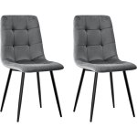 Lot de 2 chaises de salle  manger, chaise de cuisine en velours et pieds en mtal, chaises tapisses ...
