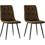 Lewe - lot de 2 chaises de salle  manger, chaise de cuisine en velours et pieds en mtal, chaises tapisses ...