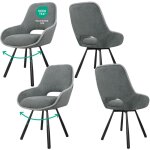 Lewe - lot de 4 chaises de salle � manger, chaises de cuisine, chaise de salon avec des accoudoirs bas, ...