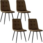 Lewe - lot de 4 chaises de salle  manger, chaise de cuisine en velours et pieds en mtal, chaises tapisses ...