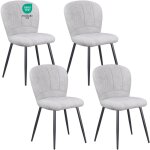 Lewe - lot de 4 chaises de salle � manger, design coquillage, tissu chenille, doux et confortable, pieds ...