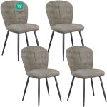 Lewe - lot de 4 chaises de salle � manger, design coquillage, tissu chenille, doux et confortable, pieds ...