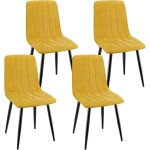 Lewe - lot de 4 chaises de salle  manger rembourres avec dossier haut et design ray en lin - jaune ...