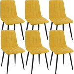 Lewe - lot de 6 chaises de salle  manger rembourres avec dossier haut et design ray en lin - jaune ...