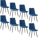 Lewe - lot de 8 chaises de salle � manger, chaise de cuisine en velours et pieds en m�tal, chaises tapiss�es ...