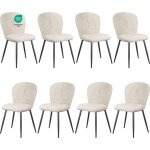 Lewe - lot de 8 chaises de salle � manger, design coquillage, tissu chenille, doux et confortable, pieds ...