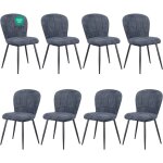Lewe lot de 8 chaises de salle � manger, design coquillage, tissu chenille, doux et confortable, pieds ...