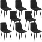 Lewe - lot de 8 chaises de salle  manger rembourres avec dossier haut et design ray en lin - noir