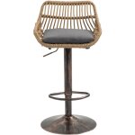 Lot de 2 tabourets de bar moderne en rotin r�glables avec repose - pieds et coussin en lin gris