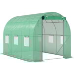 Libert - serre avec 6 fentres 3x2x2m, parois latrales enroules, rsistant aux uv, vert