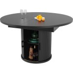 Libert� - table salle � manger, table ronde extensible noir, table a manger ronde extensible 6 personnes, ...