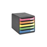 Exacompta - module de classement big - box plus arlequin 5 tiroirs - multicolores