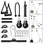 Lifcausal - 27pcs fitness pulley system gym lat pulldown attachments squat rack dual cable machine with ...