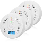 Lot de 3 dtecteurs de monoxyde de carbone  piles avec cran lcd numrique pour maison, cuisine, restaurant, ...