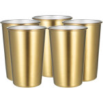 Lot de 5 tasses  caf en acier inoxydable de couleur or de 500 ml, gobelets en mtal color  large ...