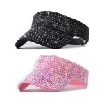 Chapeau femme t  strass diamant incrust, visire soleil avec dessus ar, protection uv tendance ...