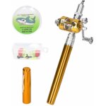 Ensemble de cannes à pêche miniatures télescopiques portables en forme de stylo avec bobine Ensemble de cannes à pêche miniatures télescopiques portables en forme de stylo avec bobine