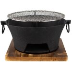 Lifcausal - fourneau  charbon portable pour camping et bbq, l 28cm avec socle en bois et grille de 26, ...