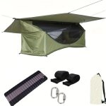 Hamac de camping solo, matelas gonflable, moustiquaire, vert. lger, portable pour camping, randonne ...