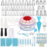 Lifcausal - kit d'outils de dcoration de gteaux, ensemble de 170 fournitures de ptisserie, buses de ...