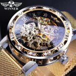 Lifcausal - montre homme - aiguilles luminescentes, mouvement  engrenage et squelette mcanique rtro ...