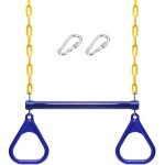 Lifcausal - trapeze swing bar and rings heavy duty playground swing set with 47'' plastic coated chains ...