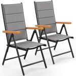 Liferun - lot de 2 chaises de jardin pliante, chaises en aluminium pour balcon, avec dossier et si�ge ...